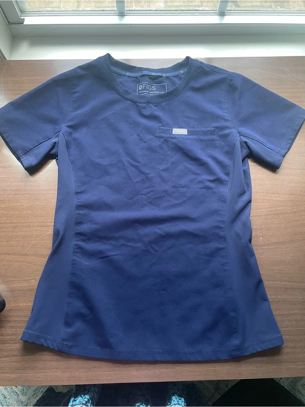 Figs Navy Short Sleeve Technical Collection Top